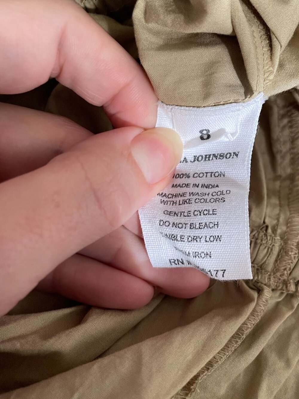 ULLA JOHNSON Amalie Jumpsuit Beige Khaki Cotton Poplin Tan, Size 8 - Picture 9 of 13